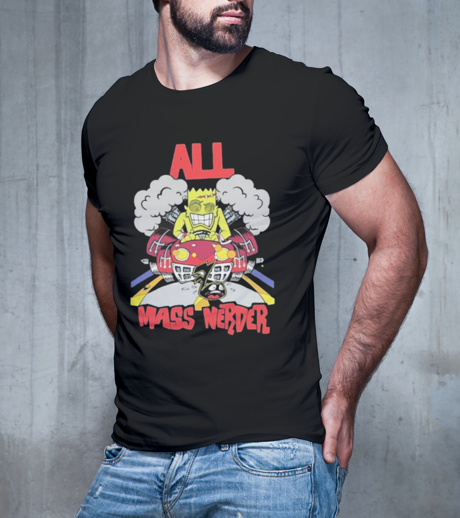 ALL Mass Nerder Cartoon Character Racing Machine T-Shirt