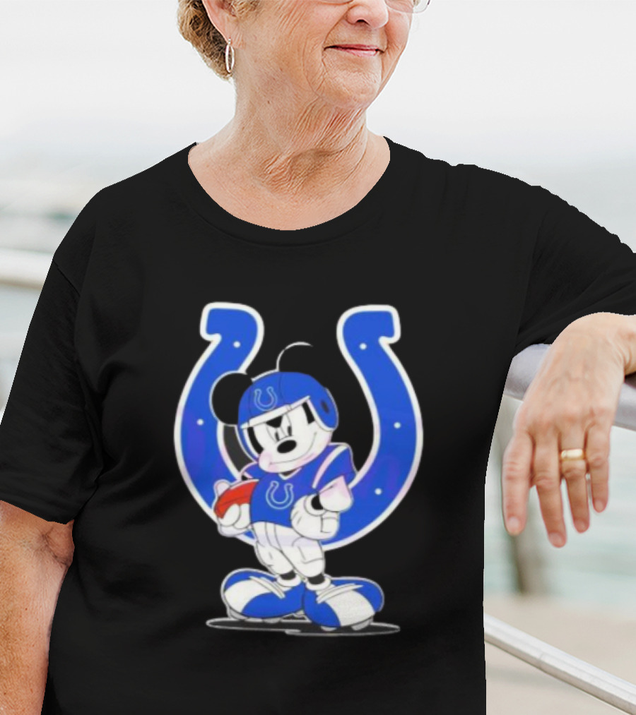 Indianapolis Colts NFL Mickey Mouse In Football Gear With Horseshoe T-Shirt