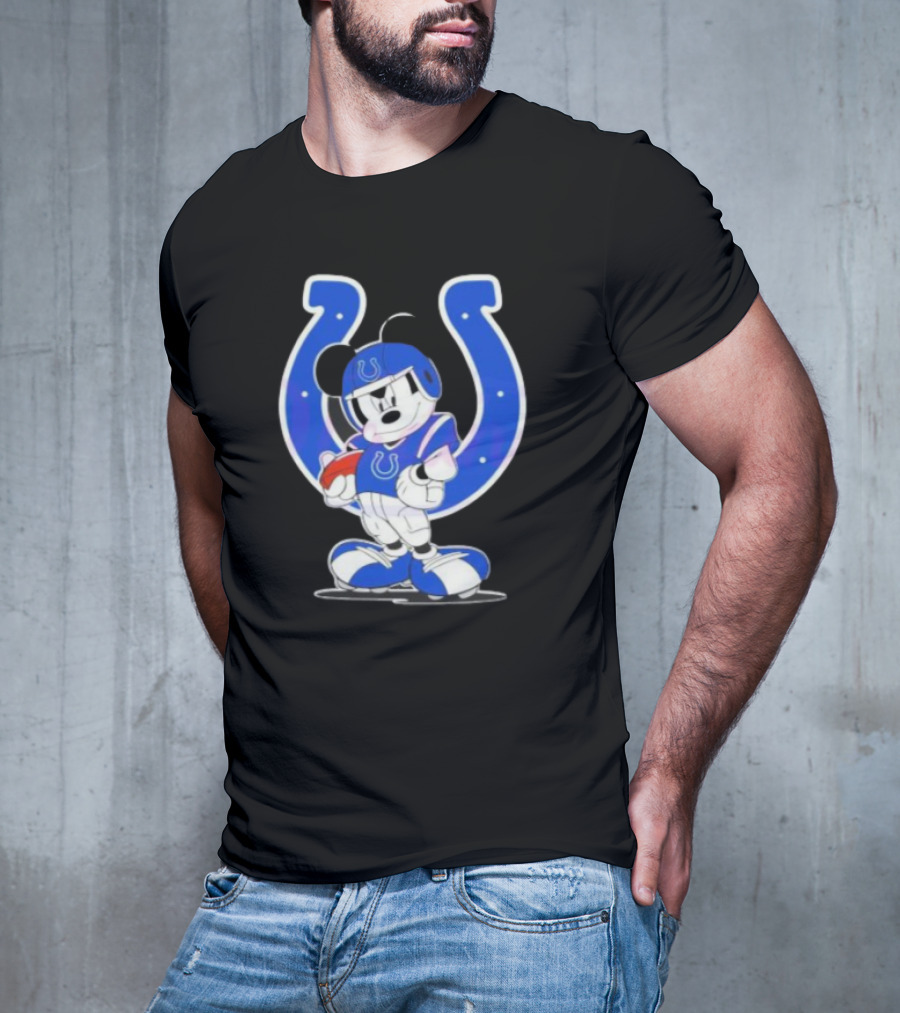 Indianapolis Colts NFL Mickey Mouse In Football Gear With Horseshoe T-Shirt