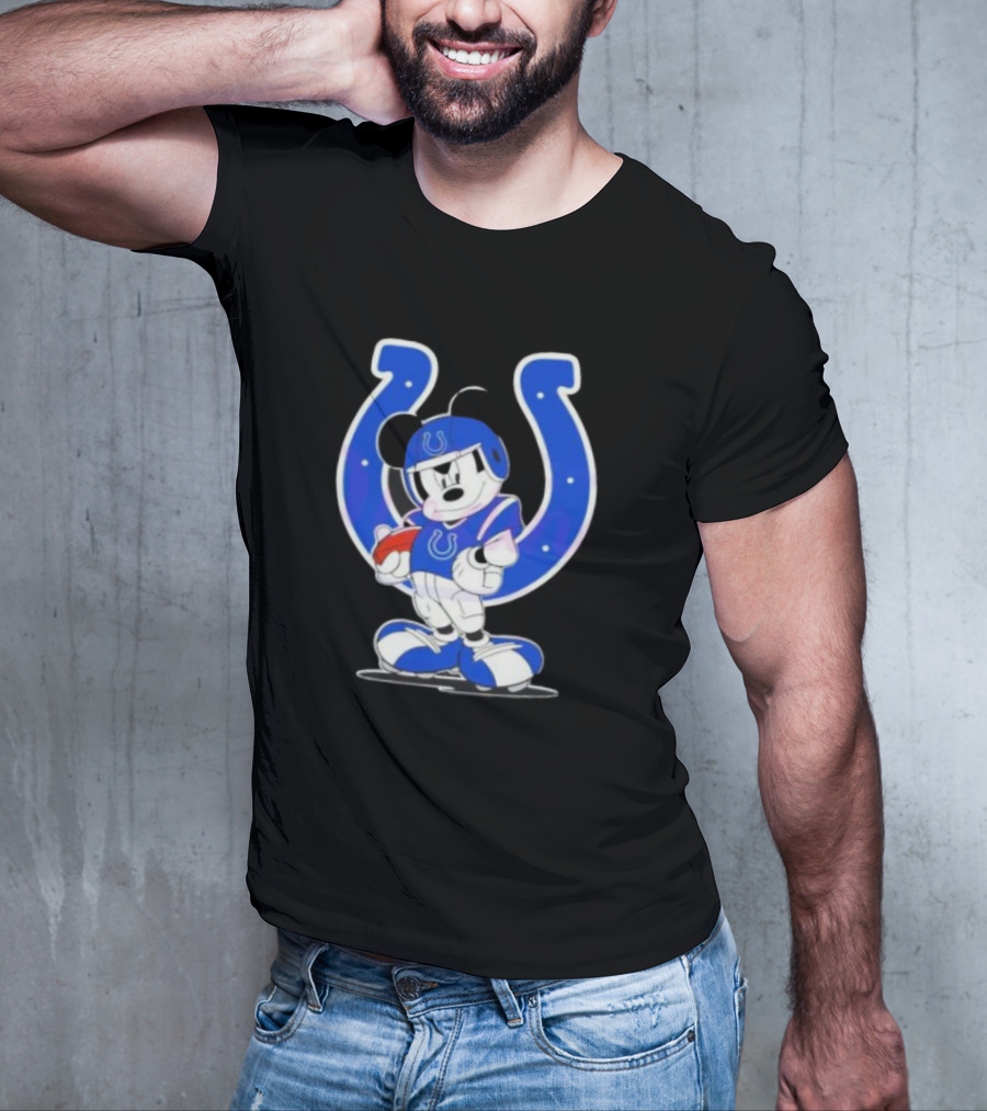 Indianapolis Colts NFL Mickey Mouse In Football Gear With Horseshoe T-Shirt