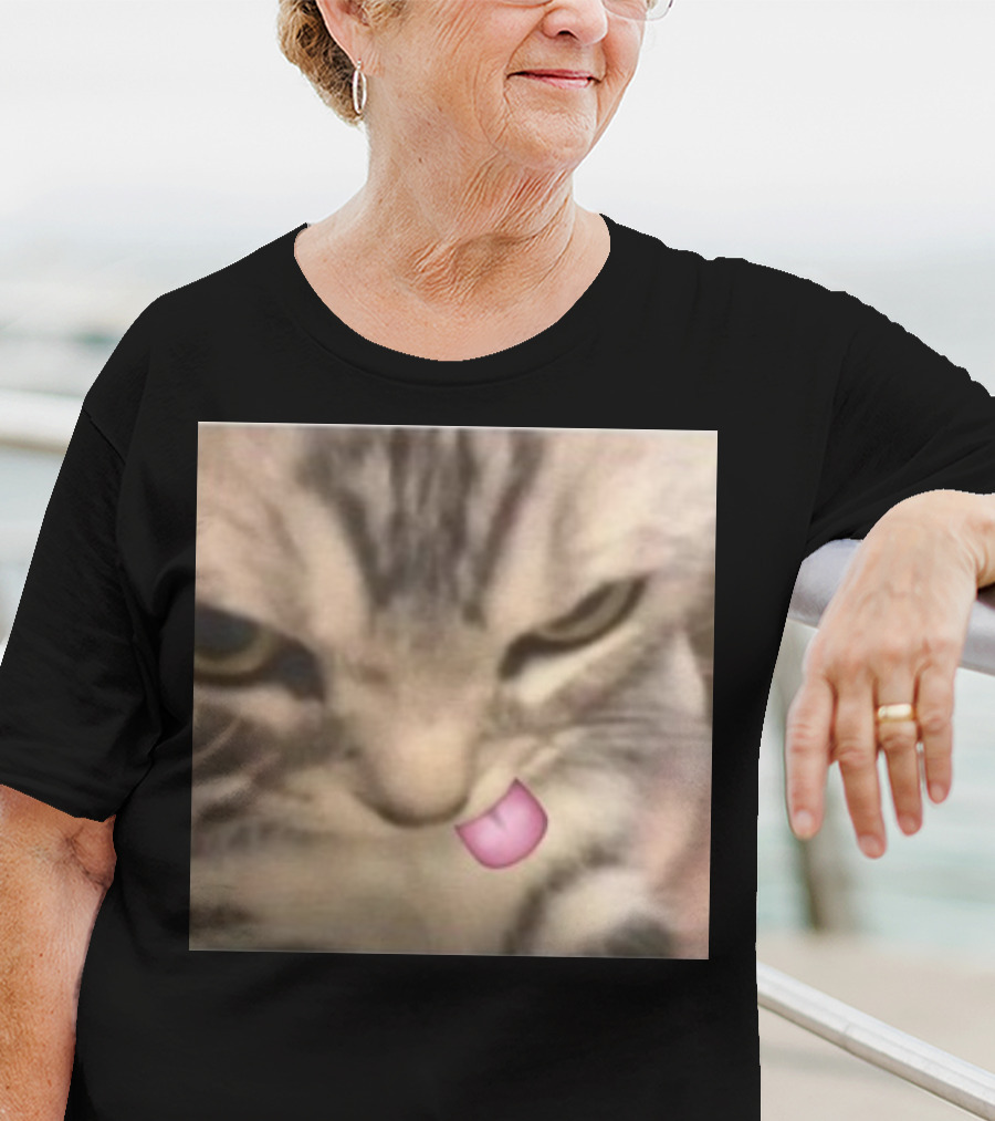Sillyteestudio Silly Kitten Funny Cute Tongue Out Cat Meme T-Shirt