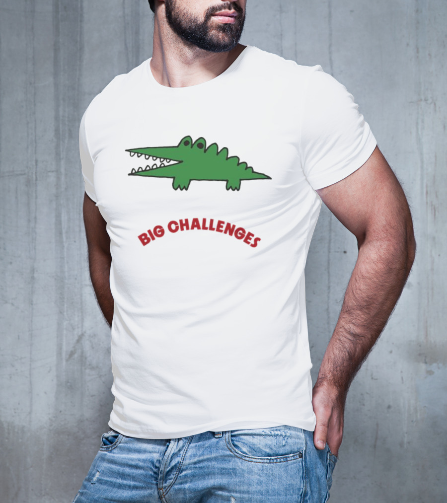 Big Challenges Green Crocodile Cartoon T-Shirt