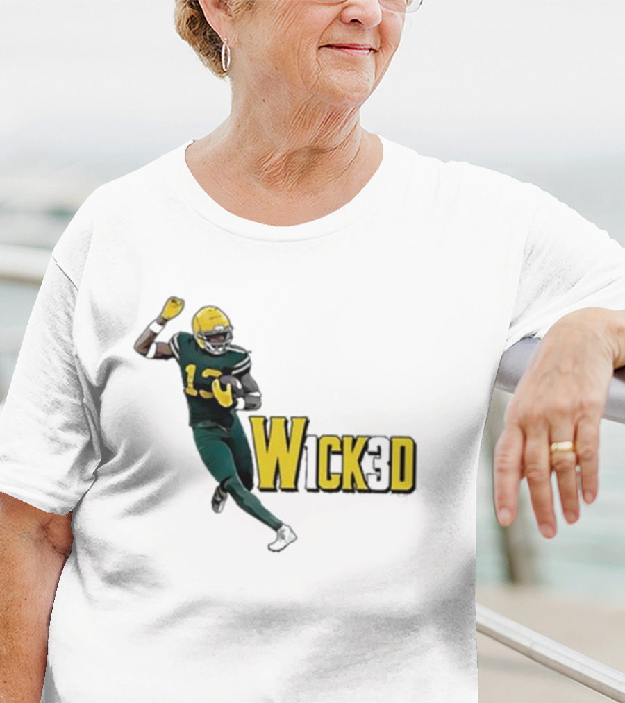 W1ck3d Football Player Yellow Helmet Green Jersey 13 T-Shirt