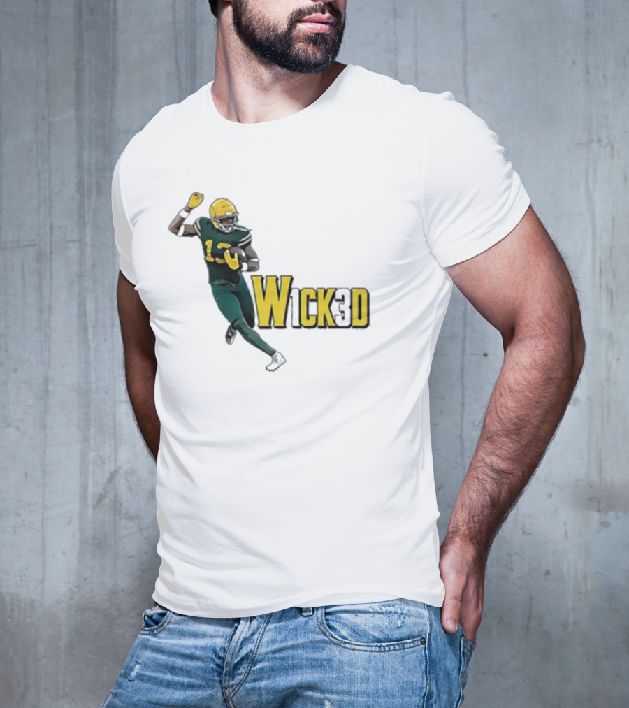 W1ck3d Football Player Yellow Helmet Green Jersey 13 T-Shirt