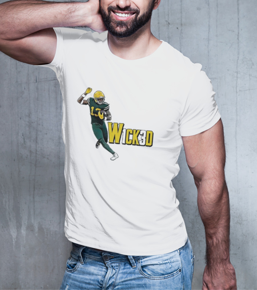 W1ck3d Football Player Yellow Helmet Green Jersey 13 T-Shirt