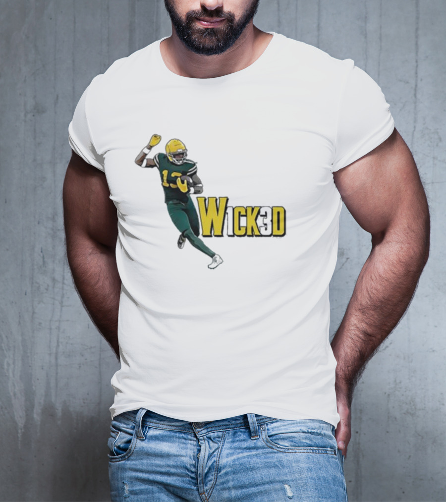 W1ck3d Football Player Yellow Helmet Green Jersey 13 T-Shirt