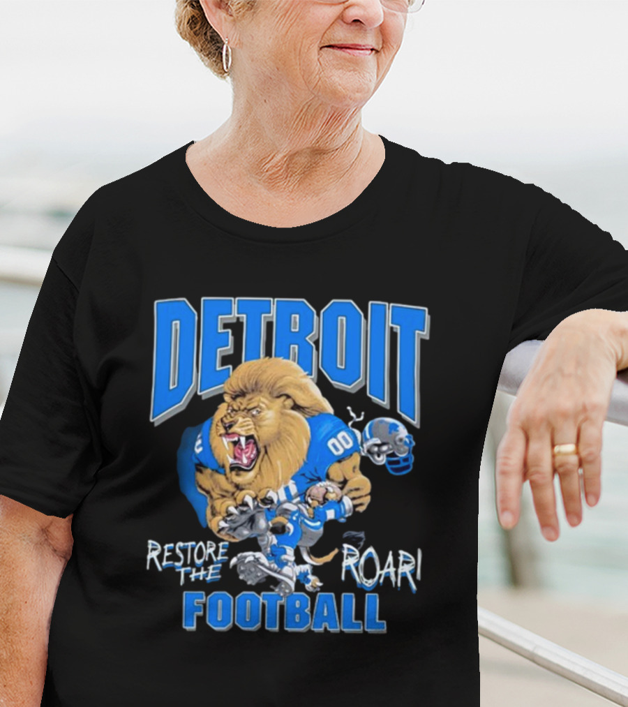 Detroit Restore The Roar Football Lion Player T-Shirt