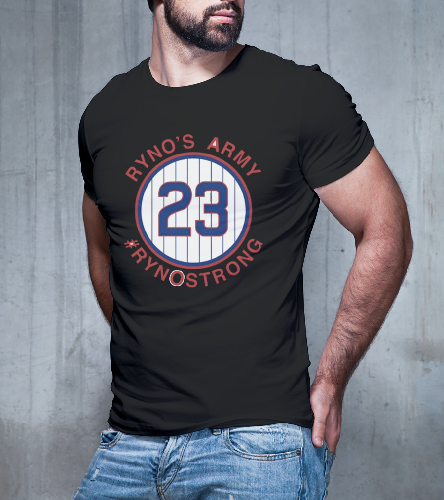 Ryno's Army 23 #RynoStrong Circle Logo White Pinstripes T-Shirt