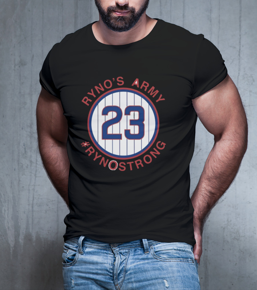 Ryno's Army 23 #RynoStrong Circle Logo White Pinstripes T-Shirt