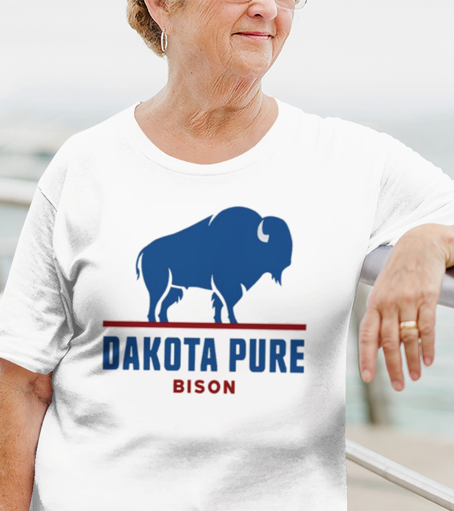 Shawn Baker Dakota Pure Bison Blue Icon Bison Red Line T-Shirt