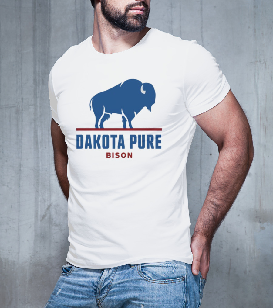 Shawn Baker Dakota Pure Bison Blue Icon Bison Red Line T-Shirt