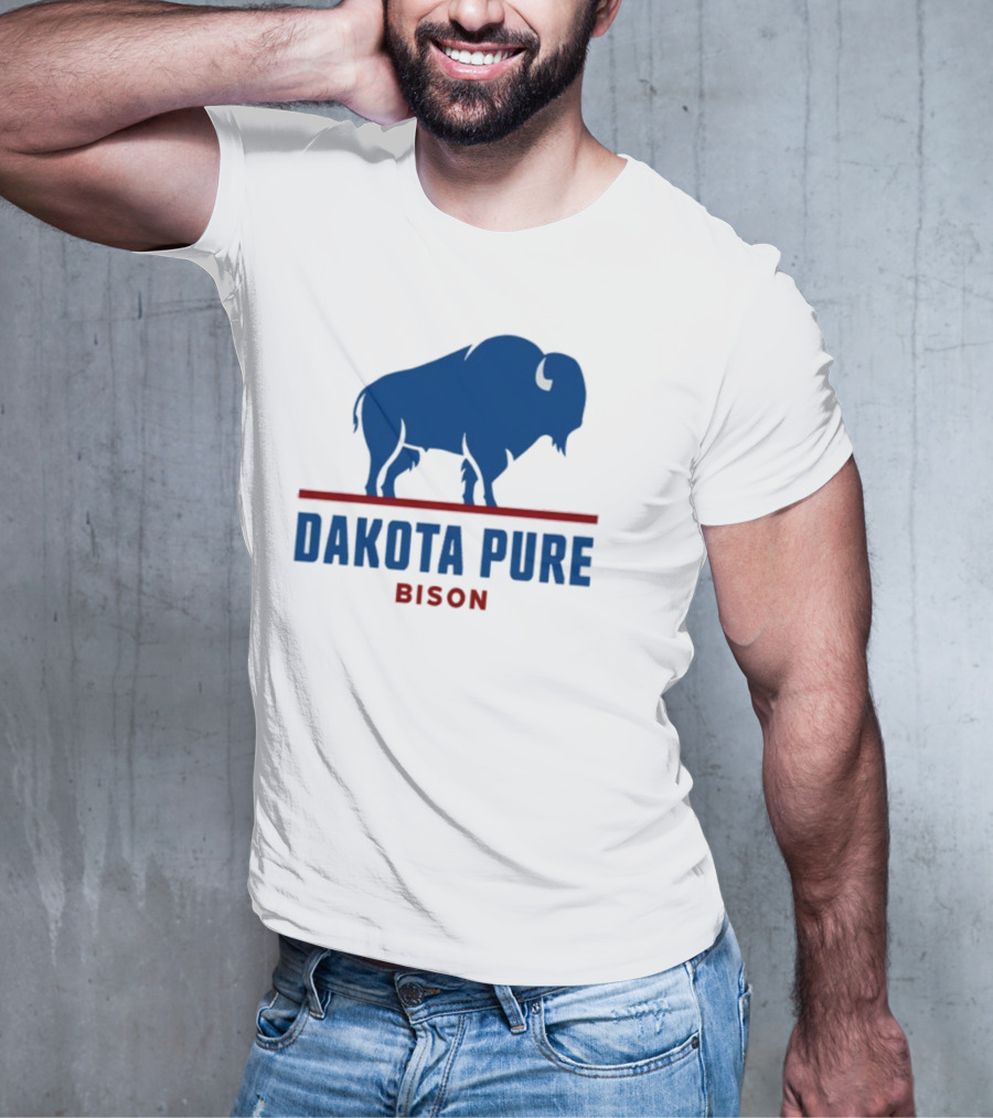 Shawn Baker Dakota Pure Bison Blue Icon Bison Red Line T-Shirt