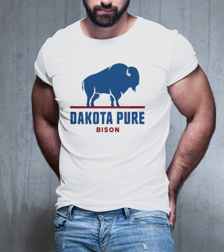 Shawn Baker Dakota Pure Bison Blue Icon Bison Red Line T-Shirt