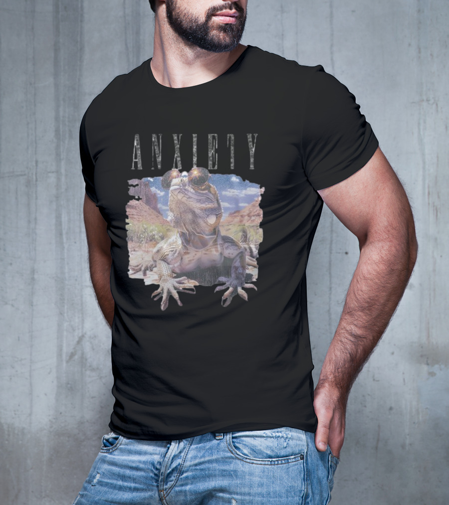 Waveygoods Anxiety Lizard Sunglasses Desert Landscape No Rules T-Shirt
