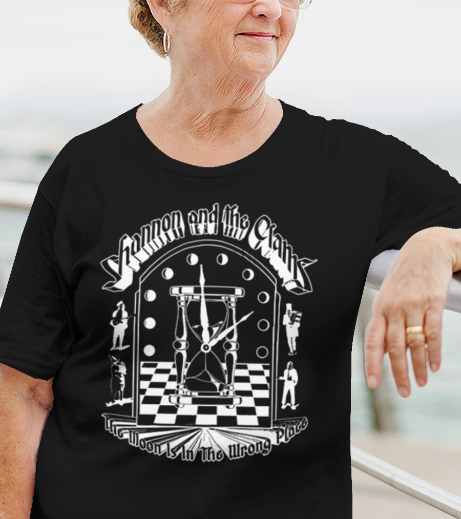 Shannon And The Clams The Moon Is In The Wrong Place Checkerboard Timepiece T-Shirt