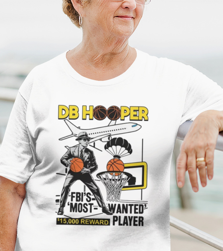 DB Hooper FBI's Most Wanted Player $15,000 Reward Basketball Airplane T-Shirt