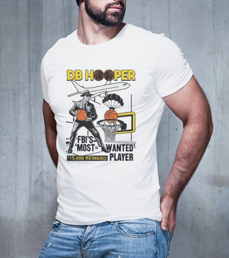 DB Hooper FBI's Most Wanted Player $15,000 Reward Basketball Airplane T-Shirt