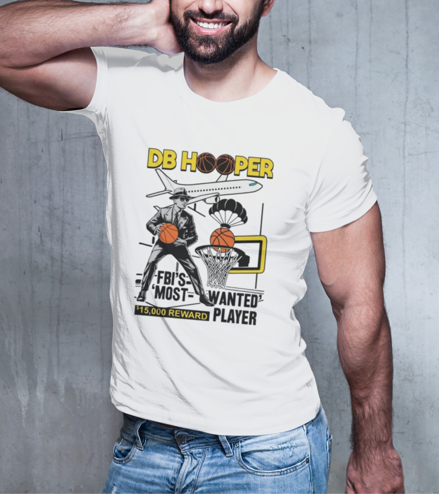 DB Hooper FBI's Most Wanted Player $15,000 Reward Basketball Airplane T-Shirt