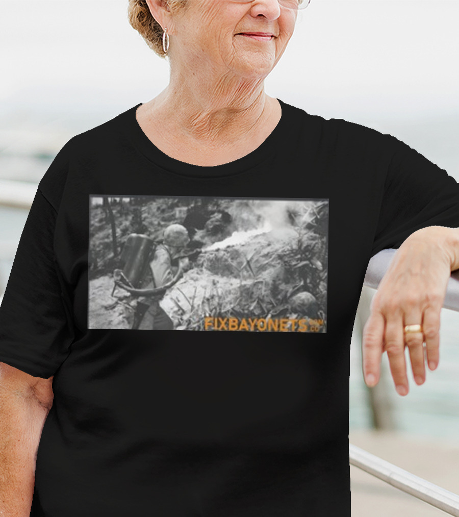 Fix Bayonets WWII Flamethrower Soldier Scene T-Shirt