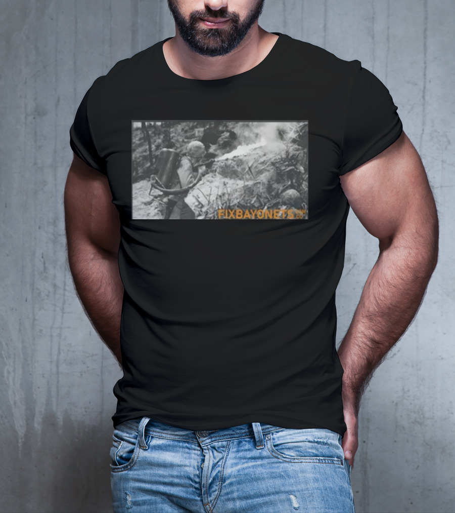 Fix Bayonets WWII Flamethrower Soldier Scene T-Shirt