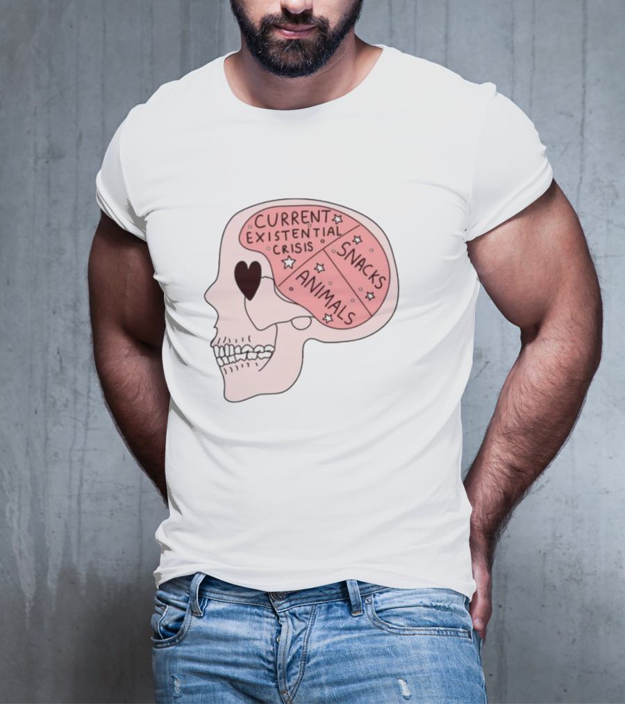 Tenderghost Current Existential Crisis Snacks Animals Brain T-Shirt