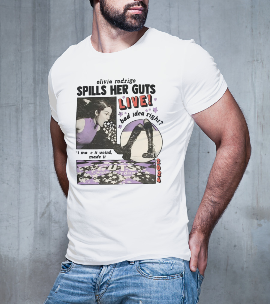 Olivia Rodrigo Spills Her Guts Live Bad Idea Right Guts World Tour T-Shirt