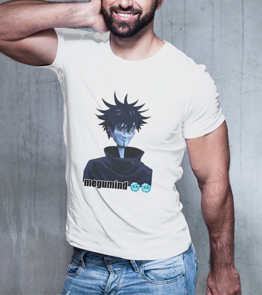 Spiky Haired Megumind Blue Emoji Face T-Shirt