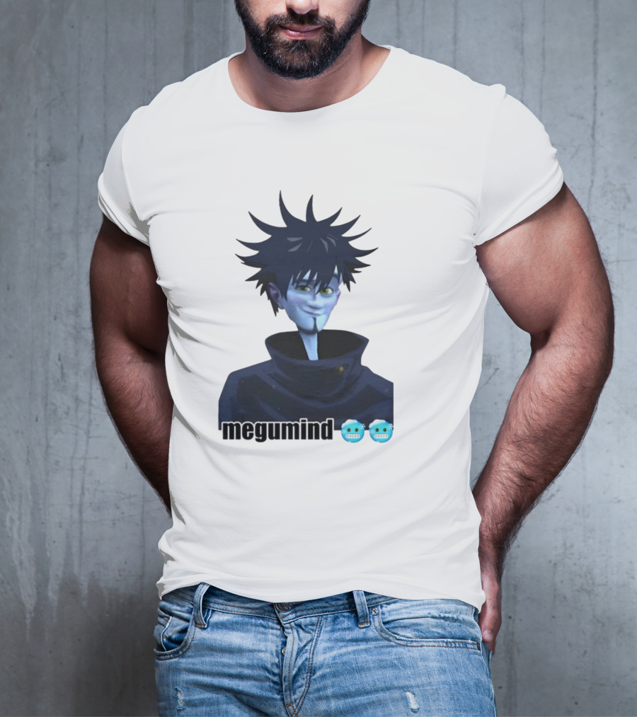 Spiky Haired Megumind Blue Emoji Face T-Shirt