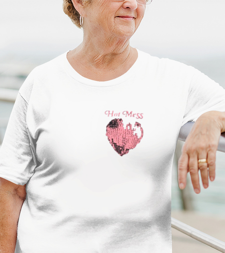 Hot Mess Pink Pixel Heart T-Shirt