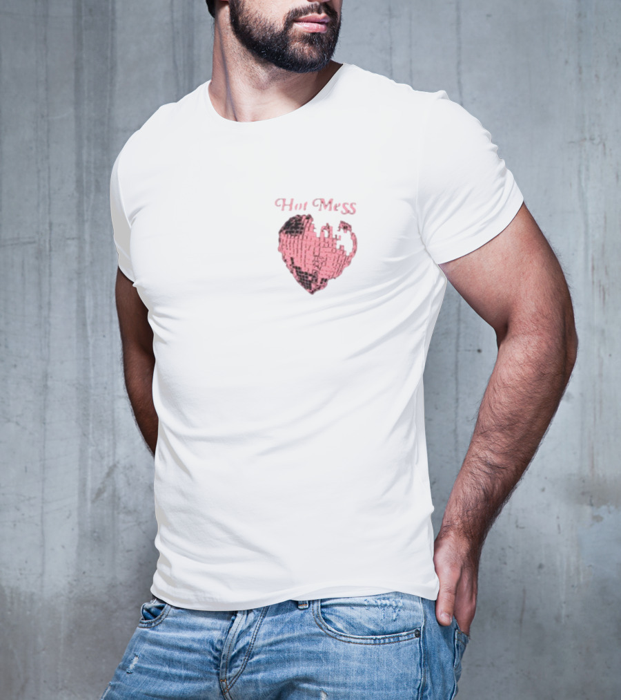 Hot Mess Pink Pixel Heart T-Shirt