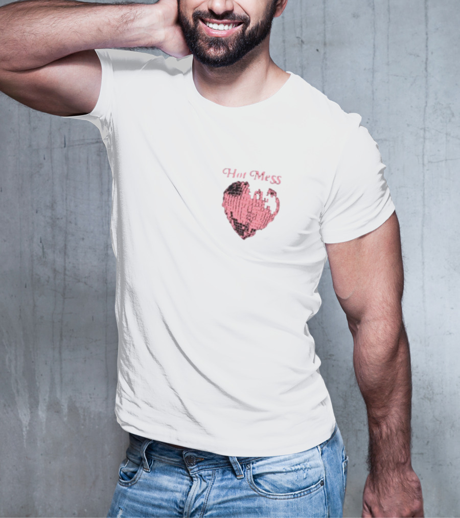 Hot Mess Pink Pixel Heart T-Shirt