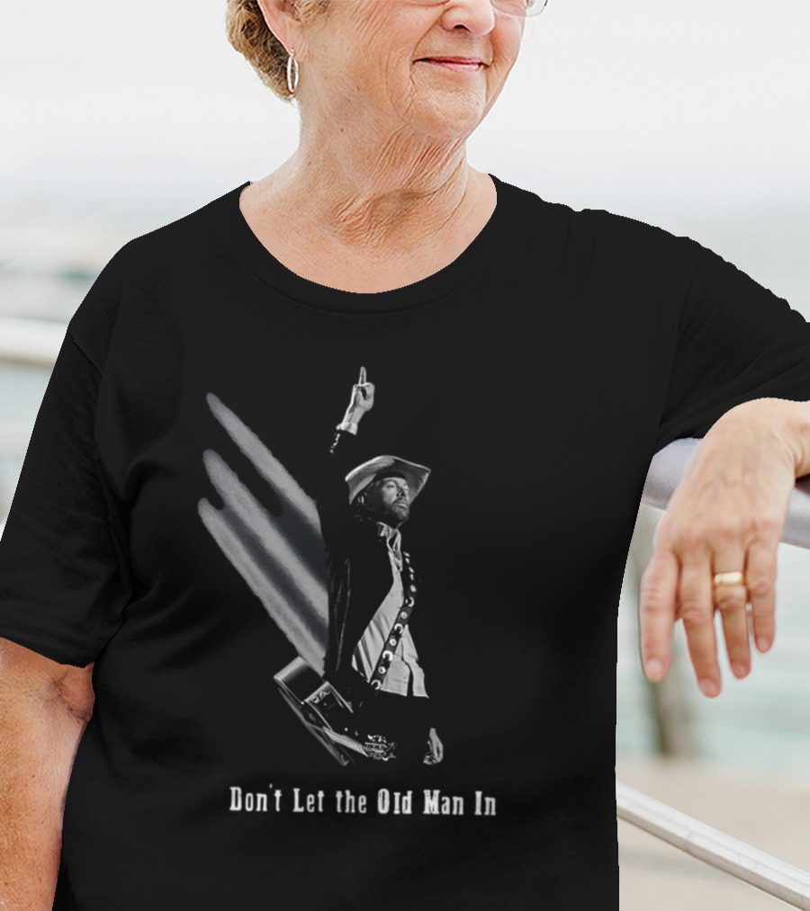 Toby Keith Don’t Let The Old Man In Cowboy Guitar Raised Arm T-Shirt