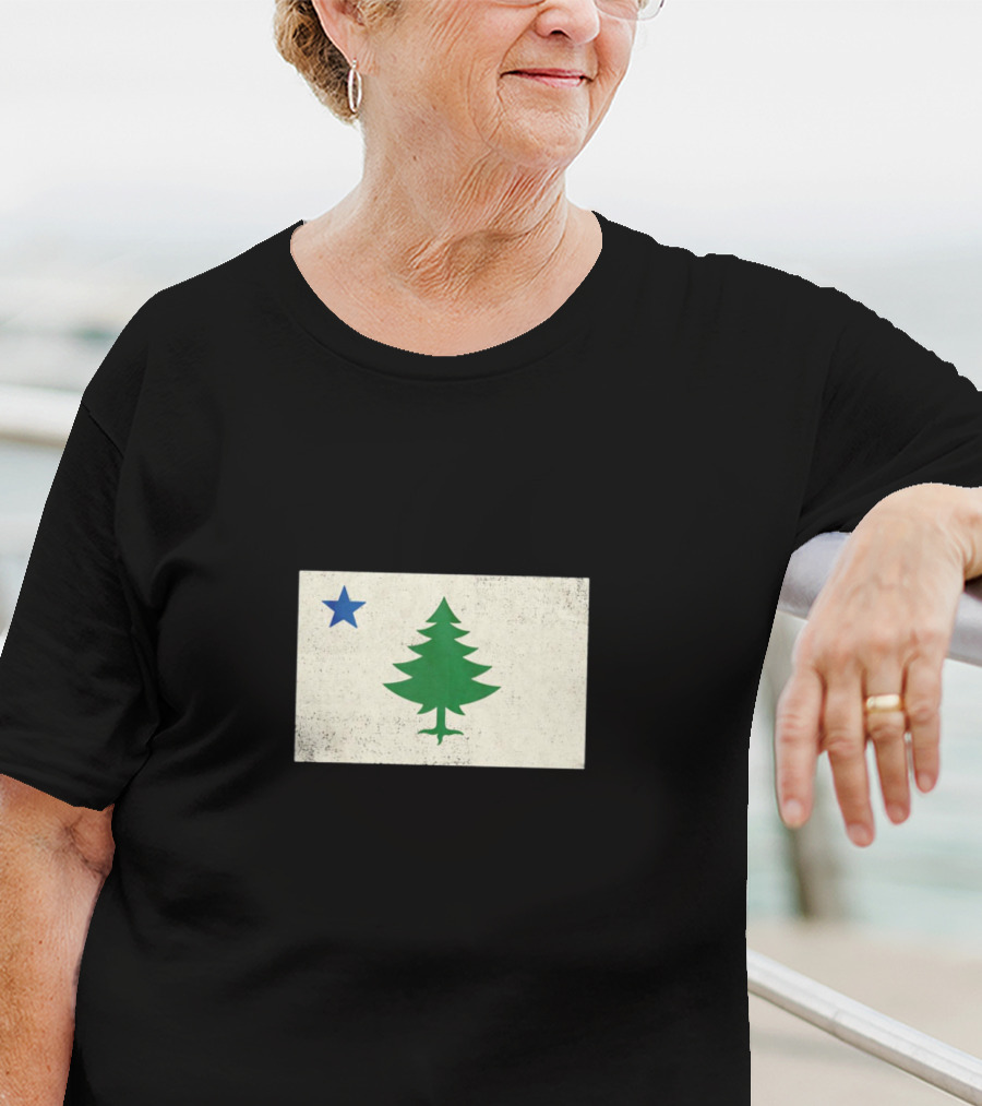 Maine Flag Vintage Pine Tree Star T-Shirt