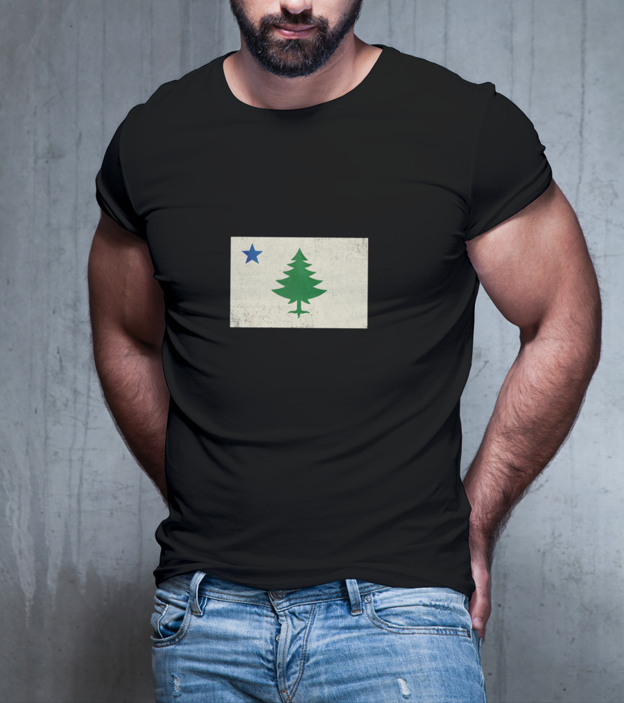 Maine Flag Vintage Pine Tree Star T-Shirt