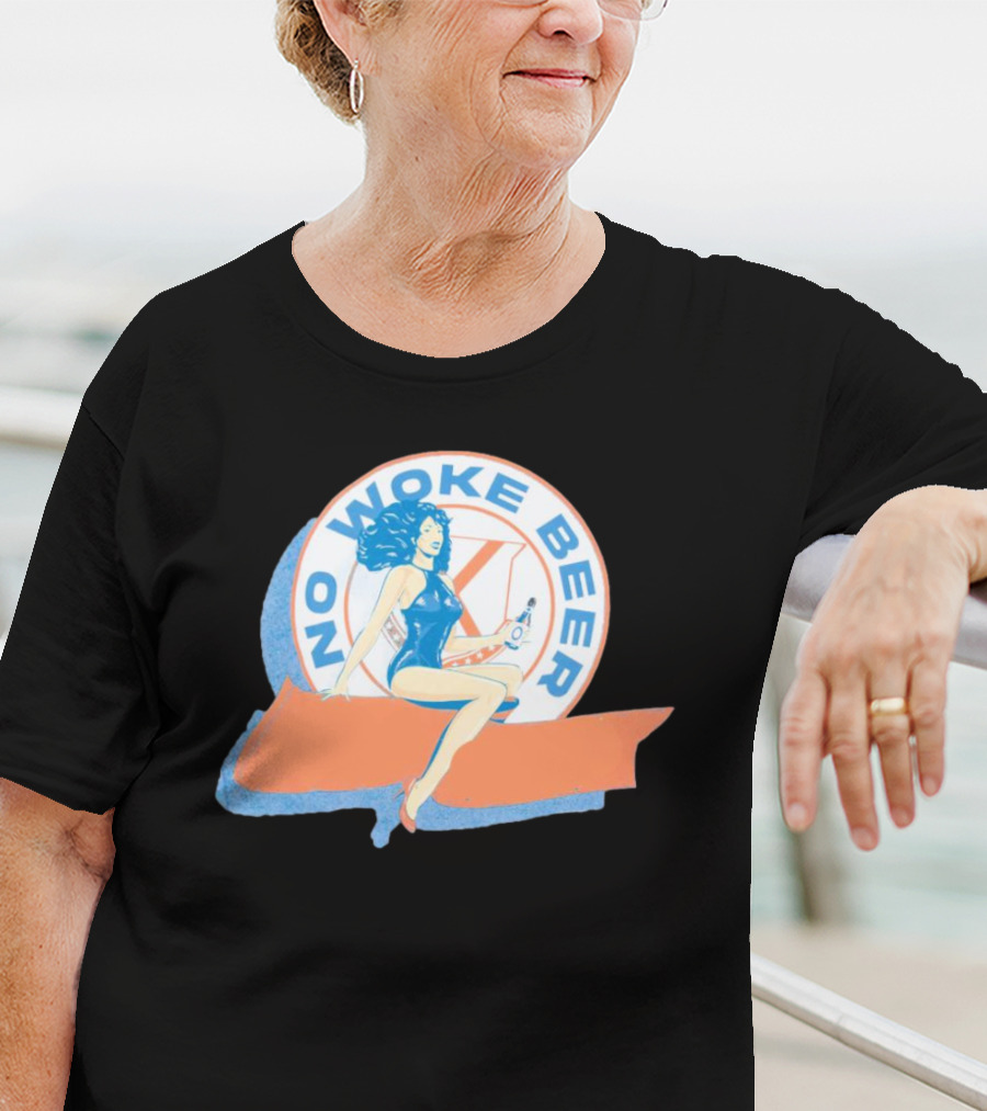 No Woke Beer Retro Pin-Up Style Beverage T-Shirt