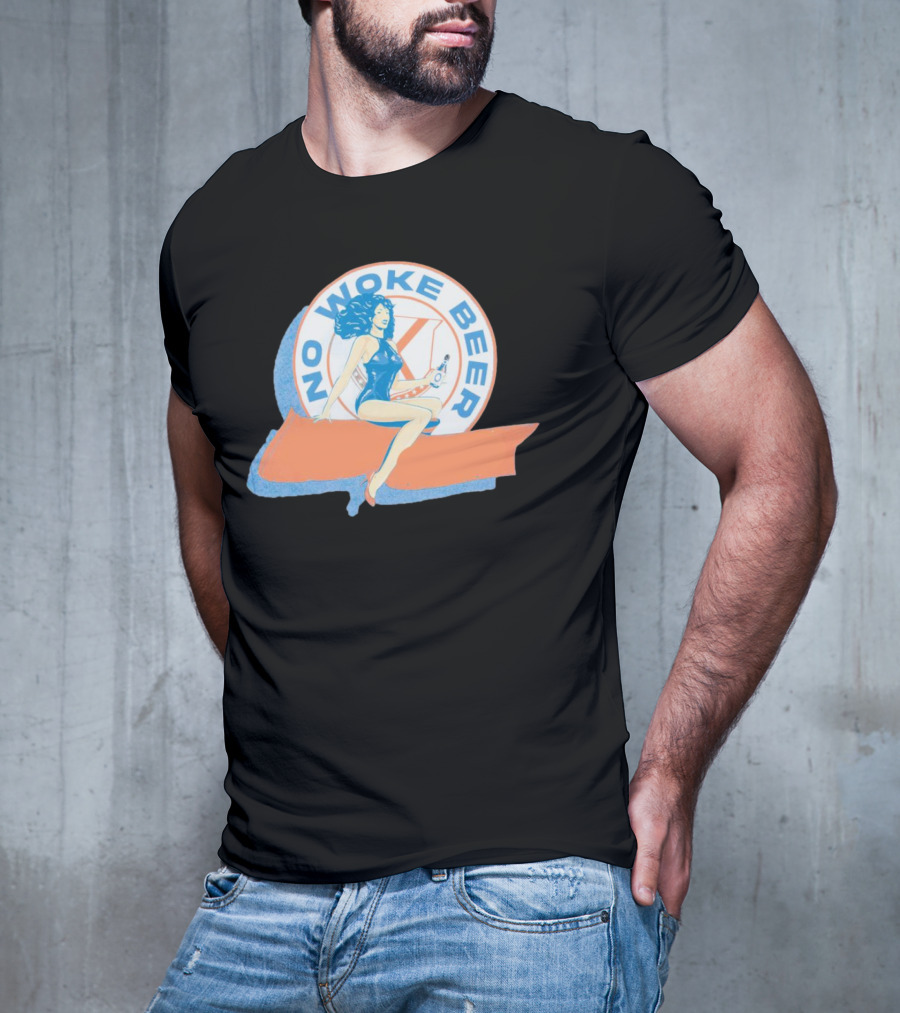 No Woke Beer Retro Pin-Up Style Beverage T-Shirt
