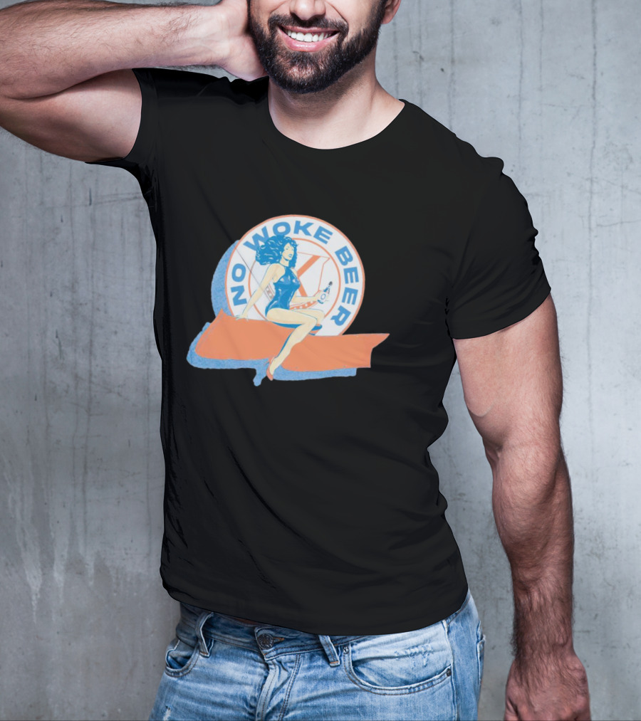 No Woke Beer Retro Pin-Up Style Beverage T-Shirt