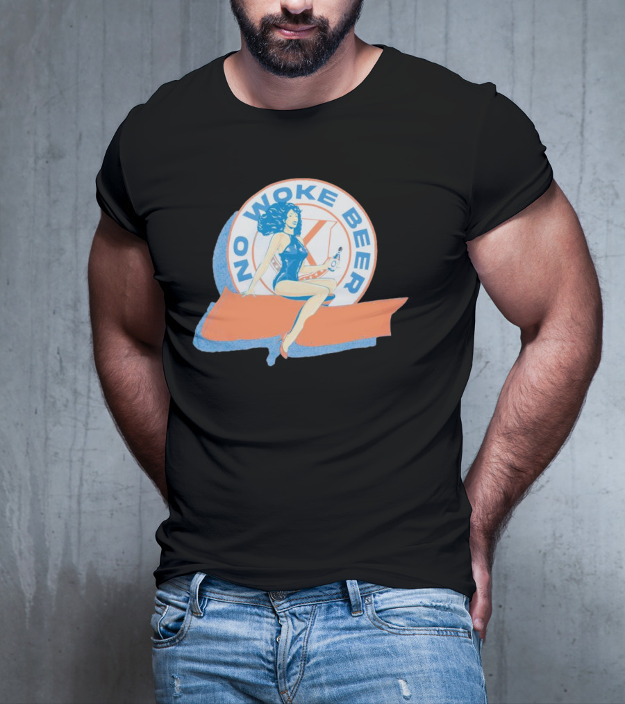 No Woke Beer Retro Pin-Up Style Beverage T-Shirt