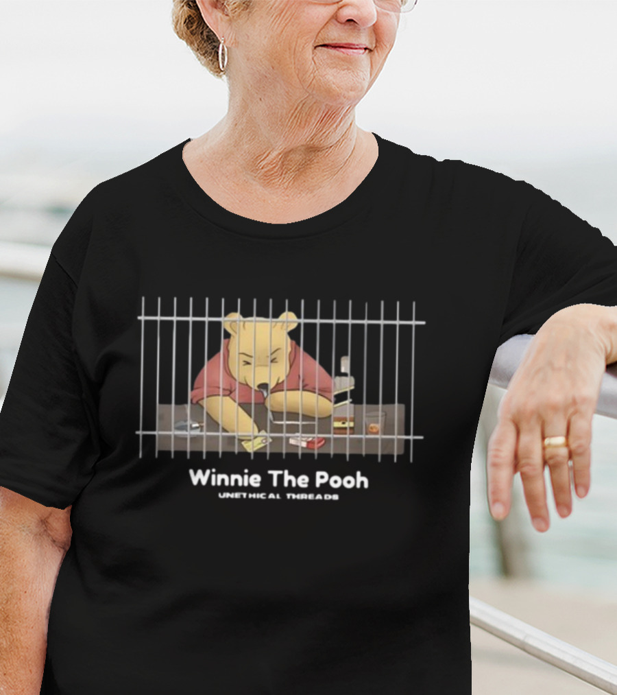 Winnie The Pooh Unethical Threads Prison Bars Gambling Drink T-Shirt