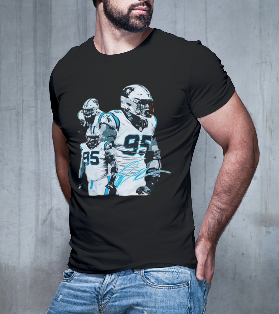 Kai Brown Wearing Carolina Panthers Derrick Brown 95 NFL Football T-Shirt