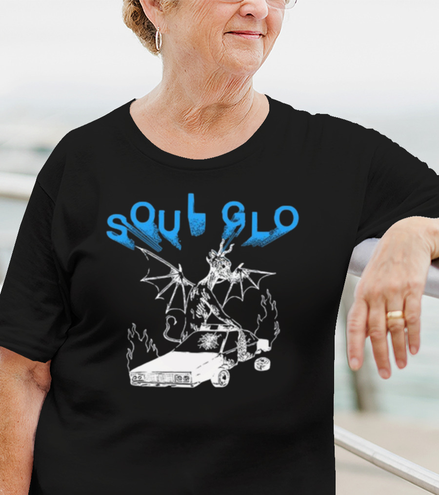 Soul Glo Dragon With Crashed Car And Flames T-Shirt