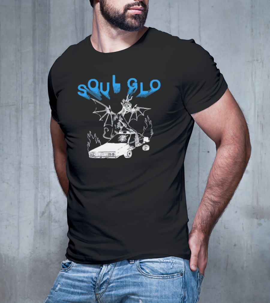 Soul Glo Dragon With Crashed Car And Flames T-Shirt