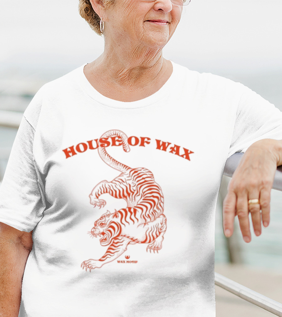 House Of Wax Tiger Wax Motif Striped Roaring Tiger T-Shirt