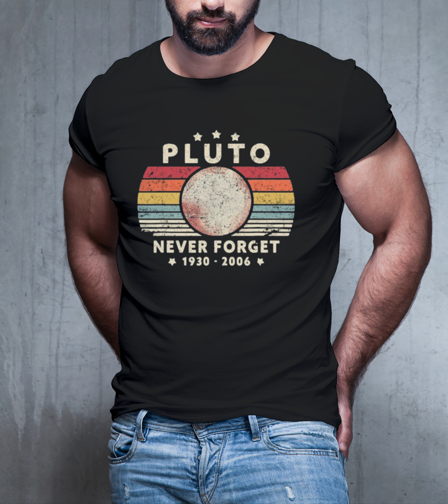 George Springer Pluto Never Forget 1930 2006 Retro Stripes T-Shirt