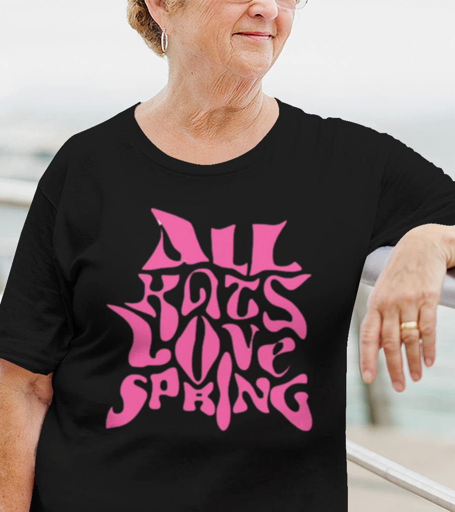 Madkat Mr. Kat All Kats Love Spring Groovy Pink Phrase T-Shirt