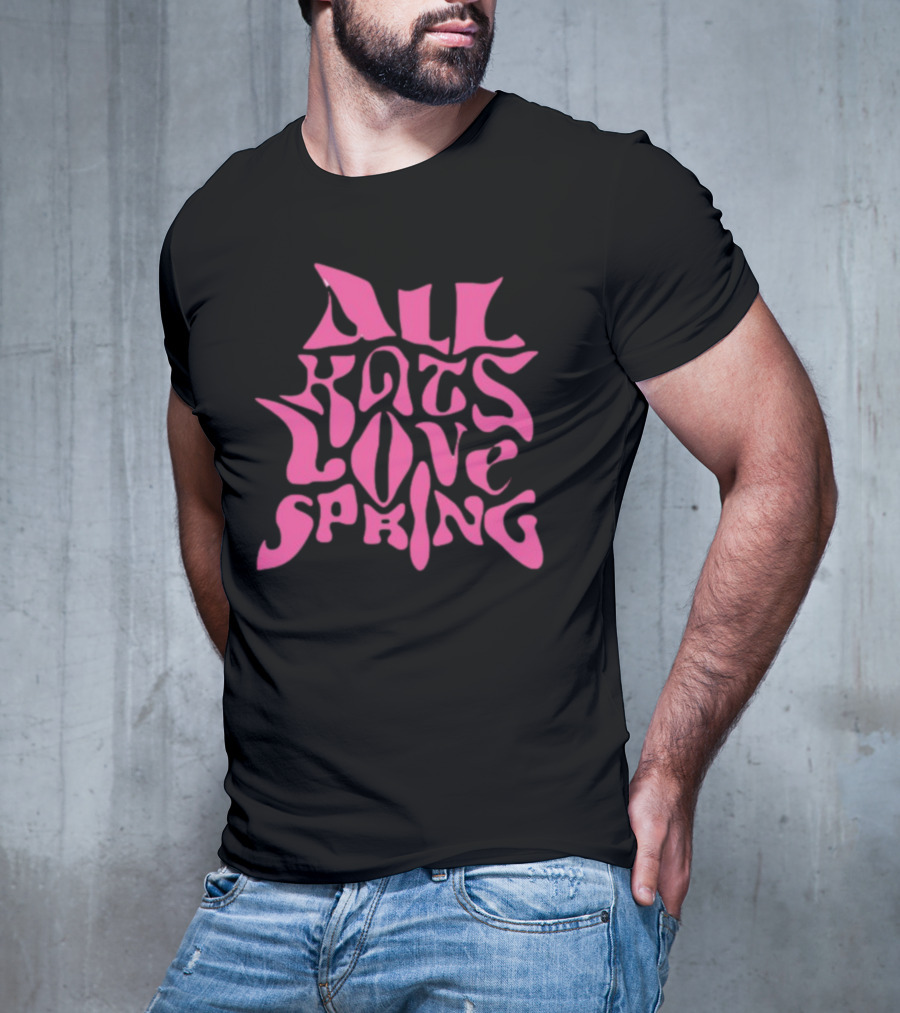 Madkat Mr. Kat All Kats Love Spring Groovy Pink Phrase T-Shirt