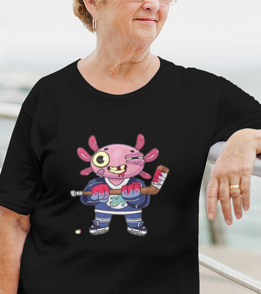 Axolotl Hockey Player With Stick And Puck T-Shirt
