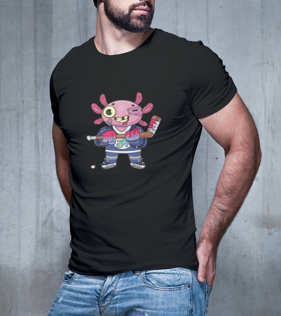 Axolotl Hockey Player With Stick And Puck T-Shirt