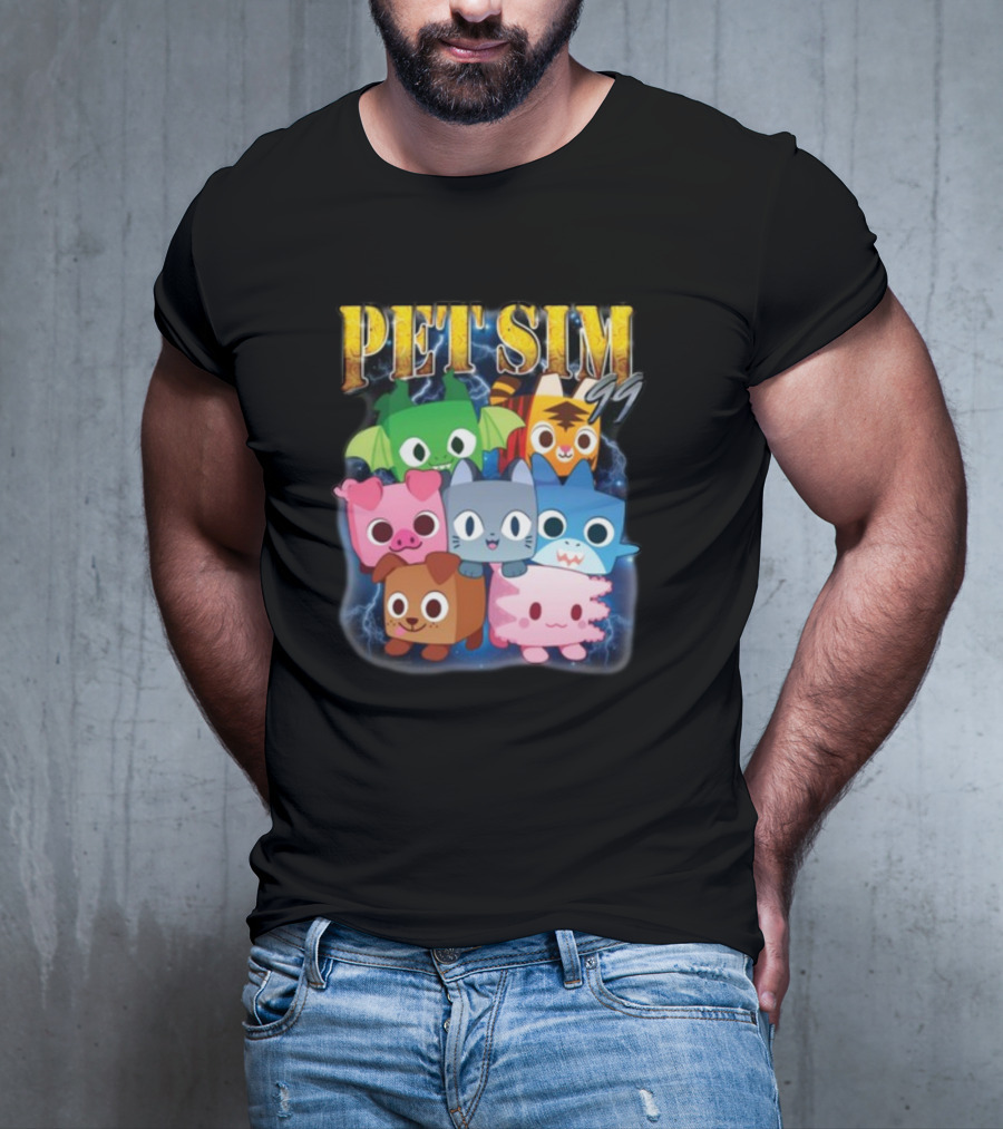 Pet Sim Ninety Nine Cute Animal Characters With GG T-Shirt