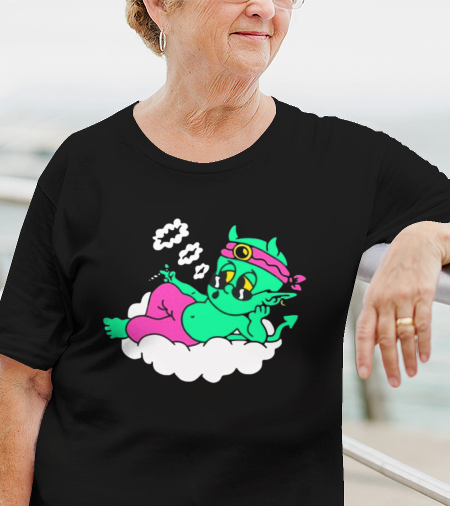 Supermega Funny Brothers Devils Lettuce Smoking Cartoon Demon Cloud T-Shirt
